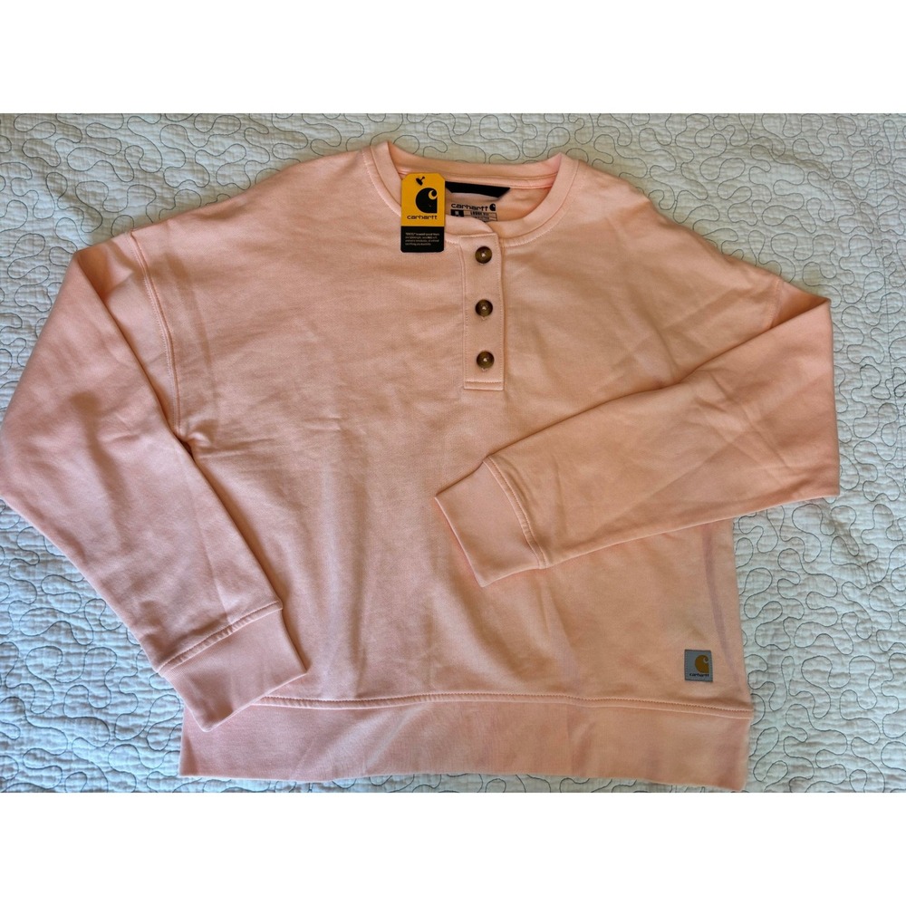 Carhartt Womens Loose Fit Midweight French Terry Henley Sweatshirt Size Medium